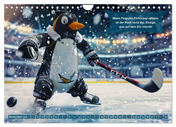 Produktbild: Der tierisch lustige Eishockey Kalender (Wandkalender 2026 DIN A4 quer), CALVENDO Monatskalender