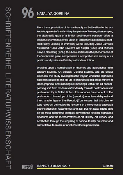 Produktbild: The Ekphrastic Gaze in British Postmodern Fiction