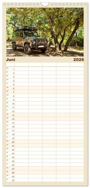Produktbild: Familienplaner 2026 - Mit dem 4x4 durch Europa mit 5 Spalten (Wandkalender, 21 x 45 cm) CALVENDO