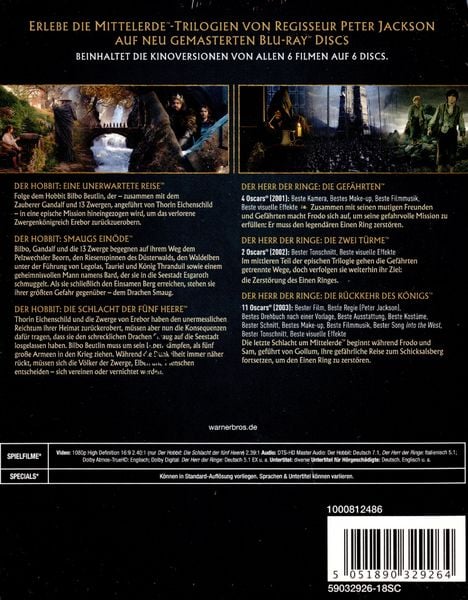 Produktbild: Mittelerde 6-Film-Collection - Kinoversionen [6 BRs]
