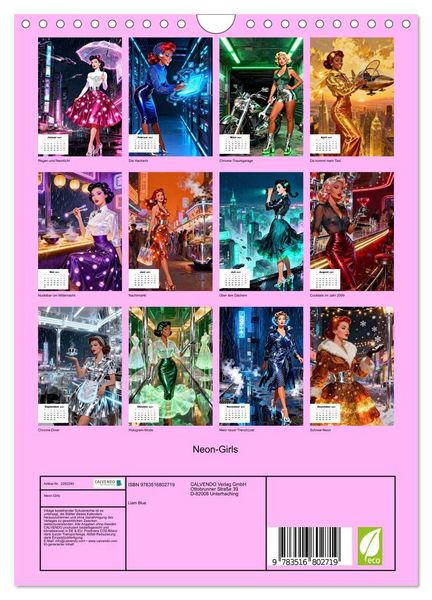 Produktbild: Neon-Girls (Wandkalender 2027 DIN A4 hoch), CALVENDO Monatskalender