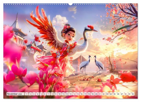 Produktbild: Chinesische Fantasy - Szenen inspiriert von Anime und Tradition (hochwertiger Premium Wandkalender 2026 DIN A2 quer), Kunstdruck in Hochglanz
