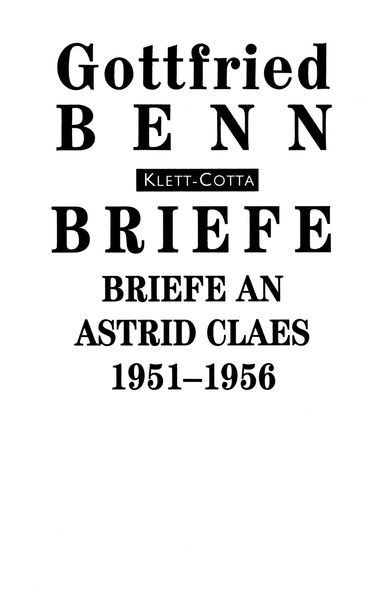 Produktbild: Briefe an Astrid Claes: 1951-1956 (Briefe)