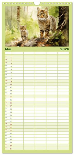 Produktbild: Familienplaner 2026 - Zw&ouml;lf Monate im Wald mit 5 Spalten (Wandkalender, 21 x 45 cm) CALVENDO