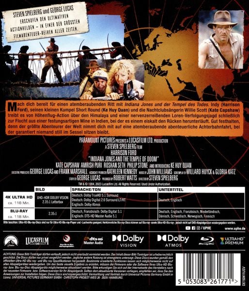 Produktbild: Indiana Jones und der Tempel des Todes (+ Blu-ray)
