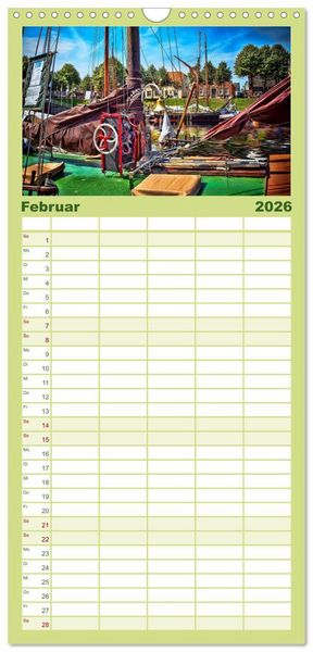 Produktbild: Familienplaner 2026 - Ostfriesland - Museumshafen Carolinensiel mit 5 Spalten (Wandkalender, 21 x 45 cm) CALVENDO
