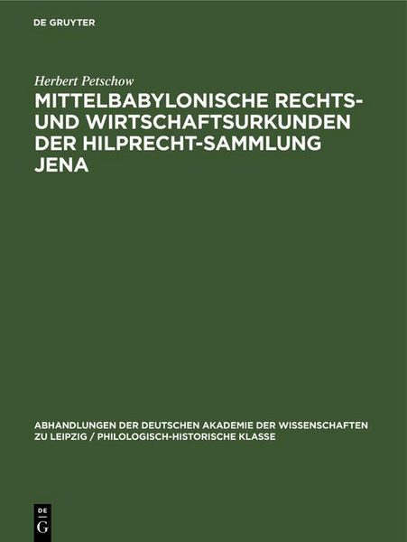 Produktbild: Mittelbabylonische Rechts- und Wirtschaftsurkunden der Hilprecht-Sammlung Jena