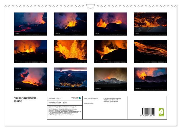 Produktbild: Vulkanausbruch - Island (Wandkalender 2026 DIN A3 quer), CALVENDO Monatskalender