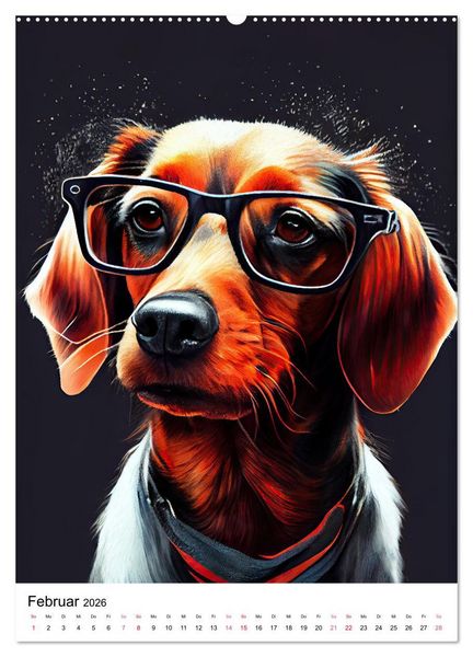 Produktbild: Hunde im Hipster Stil (Wandkalender 2026 DIN A2 hoch), CALVENDO Monatskalender