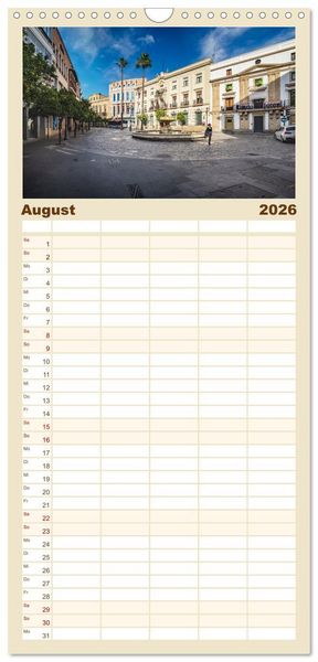 Produktbild: Familienplaner 2026 - Jerez de la Frontera - Heimatstadt des Sherry mit 5 Spalten (Wandkalender, 21 x 45 cm) CALVENDO