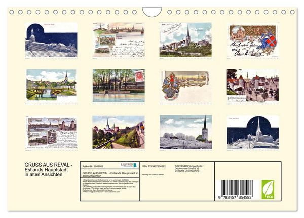 Produktbild: GRUSS AUS REVAL - Estlands Hauptstadt in alten Ansichten (Wandkalender 2026 DIN A4 quer), CALVENDO Monatskalender