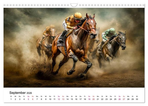 Produktbild: Pferderennen (Wandkalender 2026 DIN A3 quer), CALVENDO Monatskalender