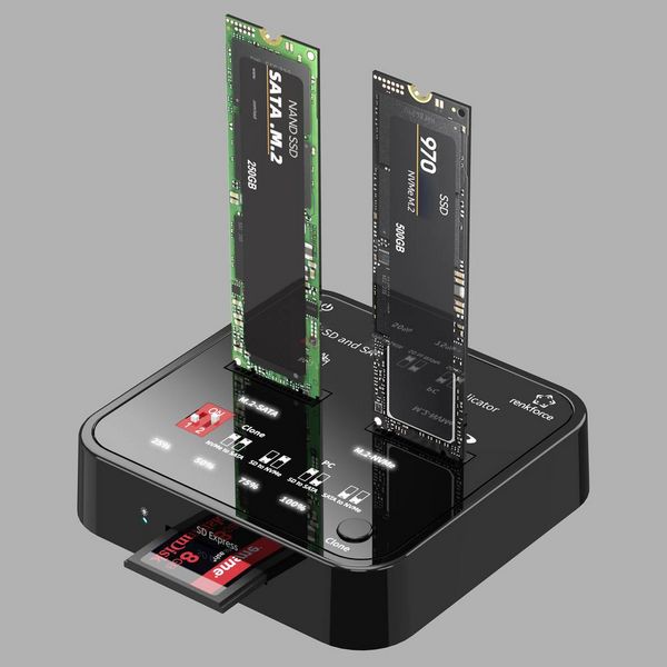 Produktbild: Renkforce RF-TPCD-350 Festplatten-Kopierstation M.2 PCIe NVMe, M.2 SATA, SD, SDHC, SDXC