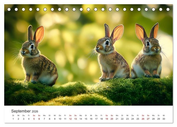 Produktbild: Fantastisch, flauschig, frech! - Ein Kaninchenkalender (Tischkalender 2026 DIN A5 quer), CALVENDO Monatskalender