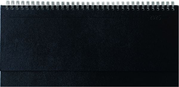 Tisch-Querkalender Balacron schwarz 2025 - Büro-Planer 29,7x13,5 cm - mit Registerschnitt - Tisch-Kalender - verlängerte