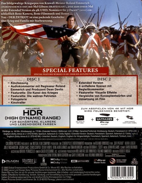 Produktbild: Der Patriot - Extended Version & Kinofassung - Steelbook (2 4K Ultra HD)