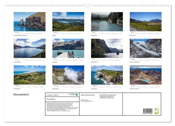 Produktbild: Neuseeland (Wandkalender 2027 DIN A2 quer), CALVENDO Monatskalender