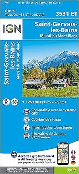 3531ET SAINT-GERVAIS - LES BAINS Topographische Wanderkarte Frankreich 1:25.000 TOP 25 IGN