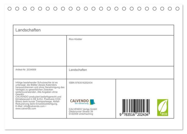 Produktbild: Landschaften (Tischkalender 2026 DIN A5 quer), CALVENDO Monatskalender