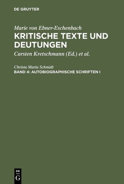 Produktbild: Autobiographische Schriften I