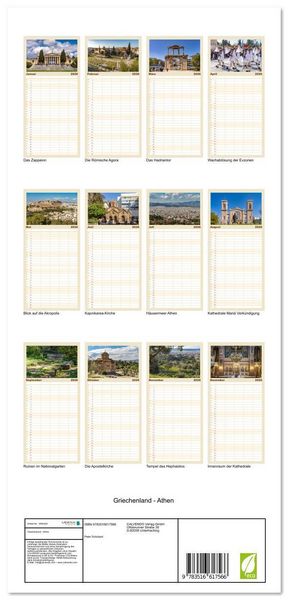 Produktbild: Familienplaner 2026 - Griechenland - Athen mit 5 Spalten (Wandkalender, 21 x 45 cm) CALVENDO