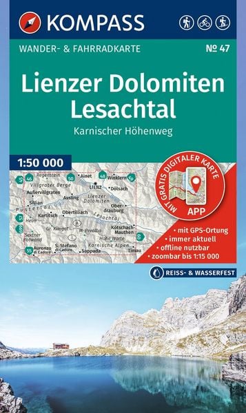Produktbild: KOMPASS Wanderkarte 47 Lienzer Dolomiten, Lesachtal, Karnischer H&ouml;henweg 1:50.000