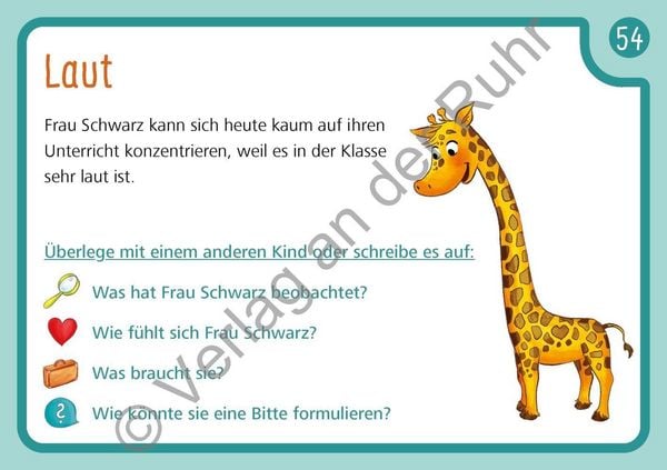 Produktbild: Unsere Giraffen-Kartei &ndash; Kinder &uuml;ben selbstst&auml;ndig gewaltfreie Kommunikation mit der Giraffensprache