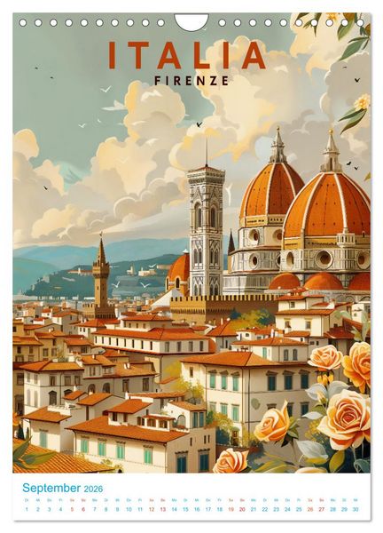 Produktbild: Italien - Old School Poster Style (Wandkalender 2026 DIN A4 hoch), CALVENDO Monatskalender