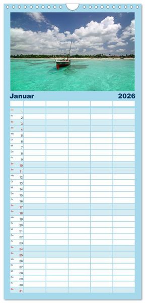 Produktbild: Familienplaner 2026 - Sansibar mit 5 Spalten (Wandkalender, 21 x 45 cm) CALVENDO