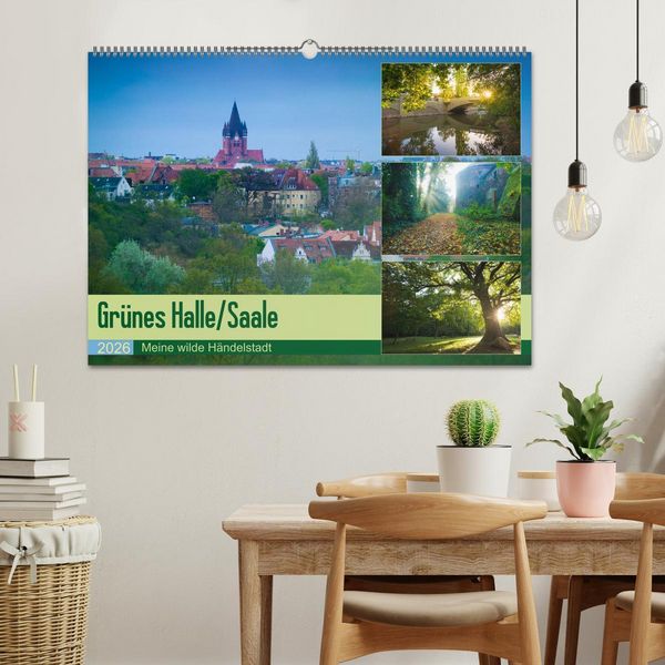 Produktbild: Gr&uuml;nes Halle/Saale - Meine wilde H&auml;ndelstadt (Wandkalender 2026 DIN A2 quer), CALVENDO Monatskalender