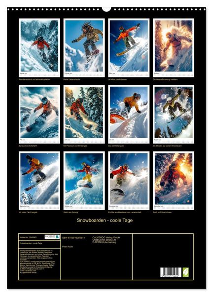 Produktbild: Snowboarden - coole Tage (Wandkalender 2026 DIN A2 hoch), CALVENDO Monatskalender