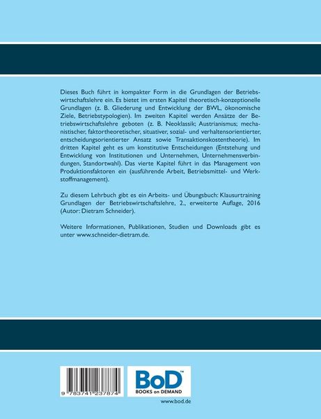 Produktbild: Grundlagen der Betriebswirtschaftslehre