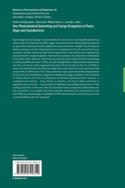 Produktbild: Non-Photochemical Quenching and Energy Dissipation in Plants, Algae and Cyanobacteria