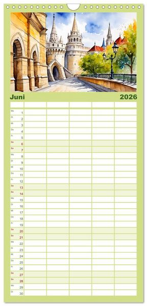 Produktbild: Familienplaner 2026 - Reise durch Ungarn mit 5 Spalten (Wandkalender, 21 x 45 cm) CALVENDO