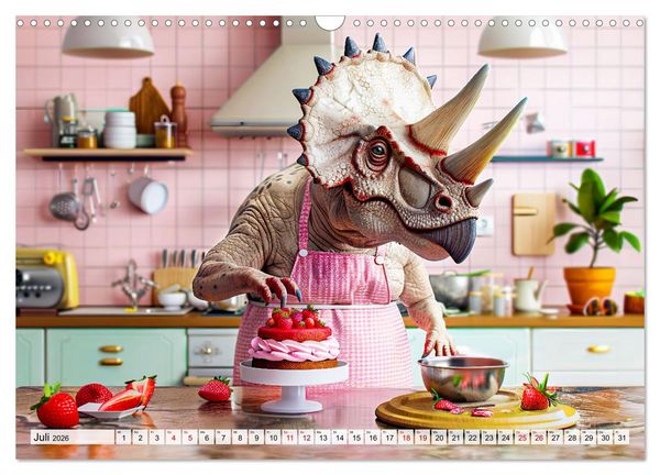 Produktbild: Dinosaurier-Alltag - Wenn sie nicht ausgestorben w&auml;ren! (Wandkalender 2026 DIN A3 quer), CALVENDO Monatskalender