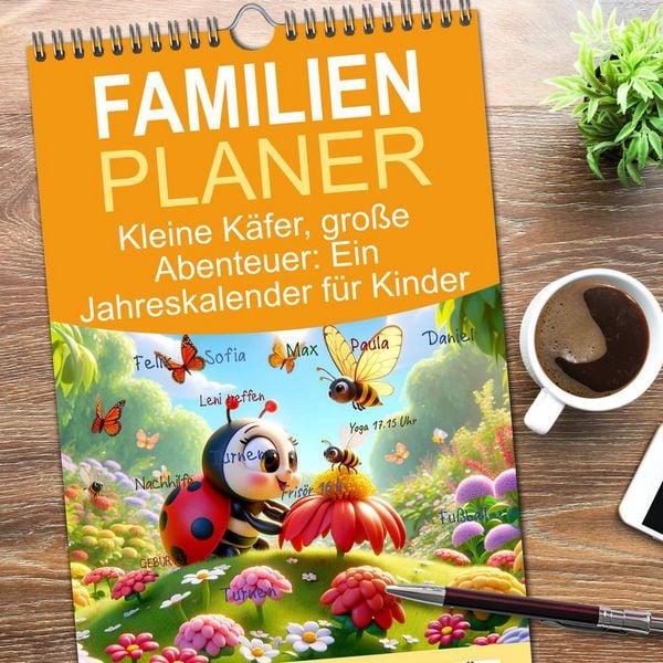 Produktbild: Familienplaner 2026 - Kleine K&auml;fer, gro&szlig;e Abenteuer: Ein Jahreskalender f&uuml;r Kinder mit 5 Spalten (Wandkalender, 21 x 45 cm) CALVENDO