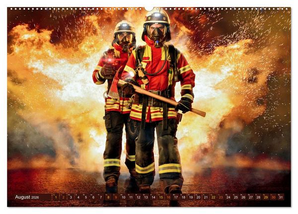 Produktbild: Im Bann der Rettung - Feuerwehr (Wandkalender 2026 DIN A2 quer), CALVENDO Monatskalender