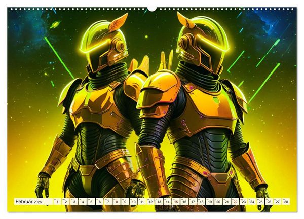 Produktbild: Fantasie - Futuristische Ritter (hochwertiger Premium Wandkalender 2026 DIN A2 quer), Kunstdruck in Hochglanz