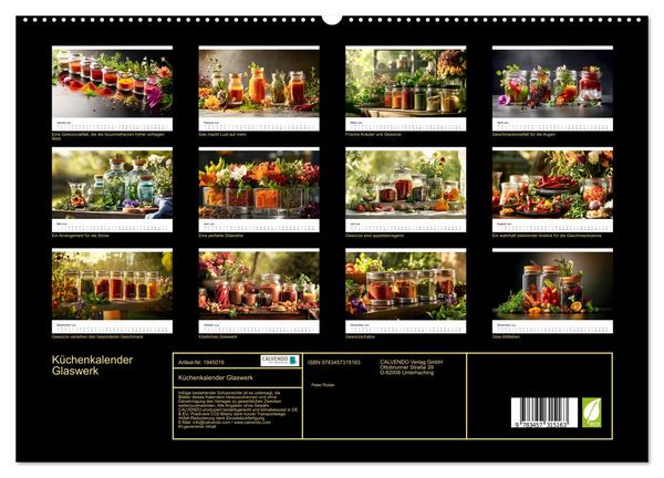 Produktbild: K&uuml;chenkalender Glaswerk (hochwertiger Premium Wandkalender 2026 DIN A2 quer), Kunstdruck in Hochglanz