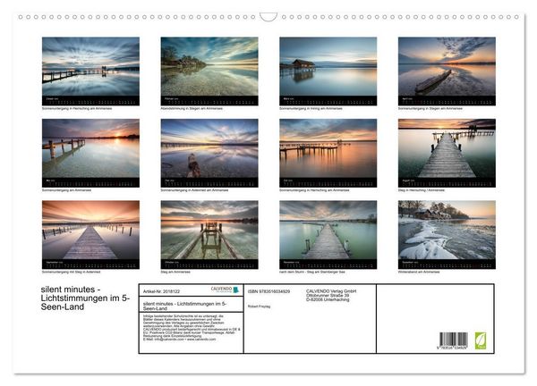 Produktbild: silent minutes - Lichtstimmungen im 5-Seen-Land (Wandkalender 2026 DIN A2 quer), CALVENDO Monatskalender