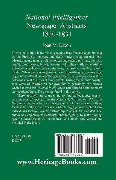 Produktbild: National Intelligencer Newspaper Abstracts, 1830-1831