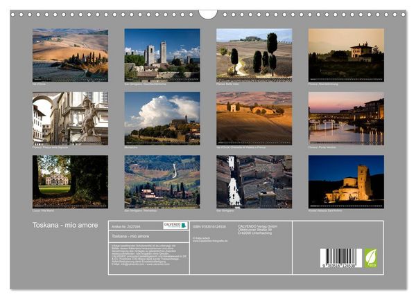 Produktbild: Toskana - mio amore (Wandkalender 2026 DIN A3 quer), CALVENDO Monatskalender