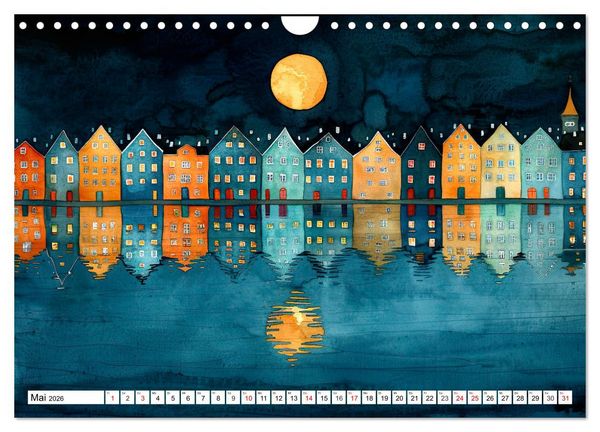 Produktbild: Stadt - Eine farbenfrohe Skyline (Wandkalender 2026 DIN A4 quer), CALVENDO Monatskalender