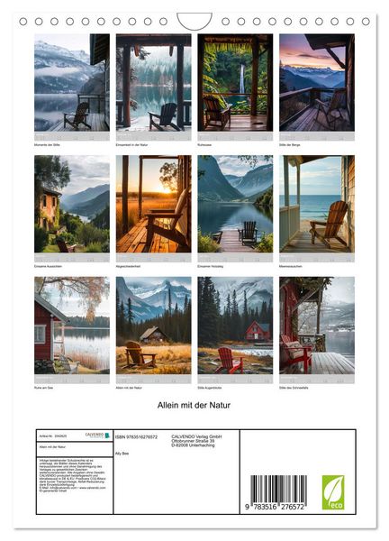 Produktbild: Allein mit der Natur (Wandkalender 2026 DIN A4 hoch), CALVENDO Monatskalender