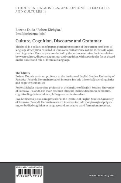 Produktbild: Culture, Cognition, Discourse and Grammar
