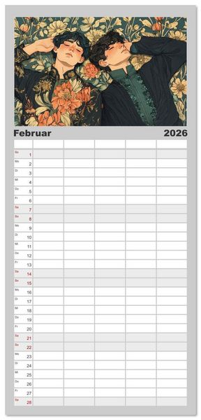 Produktbild: Familienplaner 2026 - Im Stil des Art Nouveau mit 5 Spalten (Wandkalender, 21 x 45 cm) CALVENDO