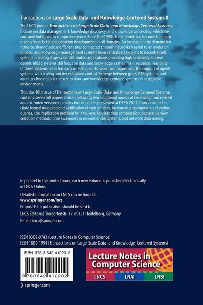 Produktbild: Transactions on Large-Scale Data- and Knowledge-Centered Systems X