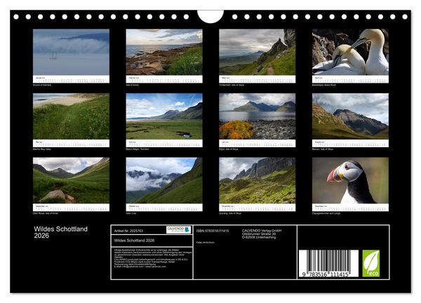 Produktbild: Wildes Schottland 2026 (Wandkalender 2026 DIN A4 quer), CALVENDO Monatskalender