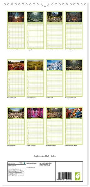 Produktbild: Familienplaner 2026 - Irrg&auml;rten und Labyrinthe mit 5 Spalten (Wandkalender, 21 x 45 cm) CALVENDO