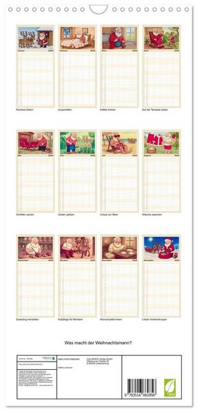 Produktbild: Familienplaner 2026 - Was macht der Weihnachtsmann? mit 5 Spalten (Wandkalender, 21 x 45 cm) CALVENDO